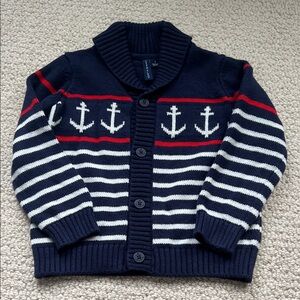 Janie and Jack Navy Striped Anchor Sweater